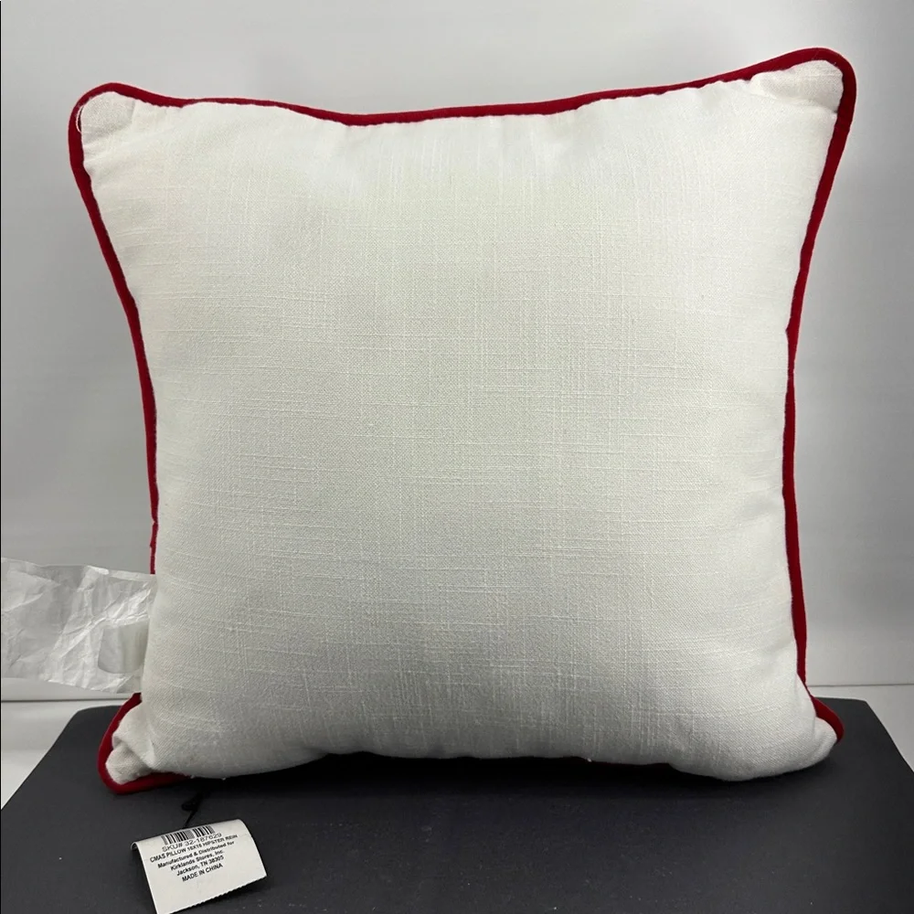 Stylish 16 x 16 Hipster Reindeer Holiday Pillow with Red Accents